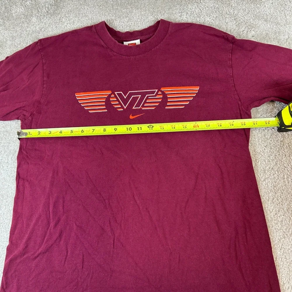 Vintage Nike Long Sleeve T-Shirt Mens M Maroon Virginia Tech VT Hokies Graphic
